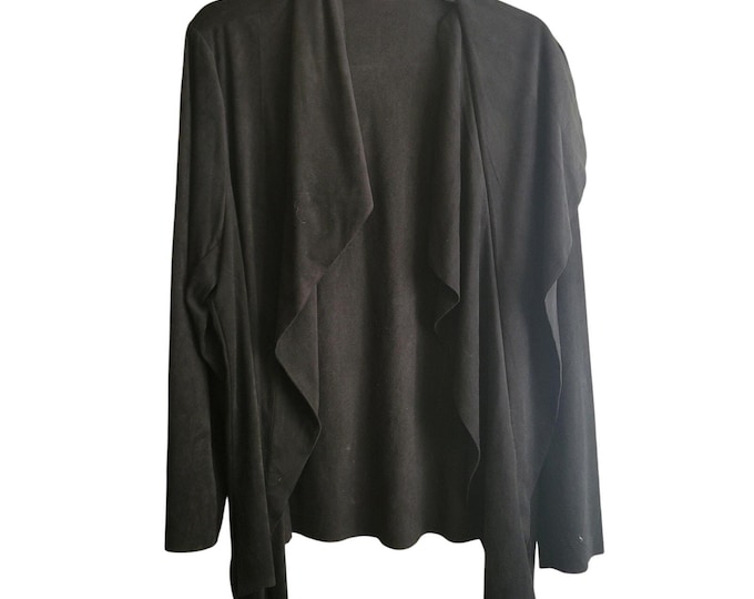 Catherine Malandrino Women’s 2X Faux Leather Open Front Jacket French Designer