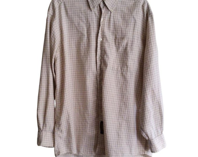 Tommy Hilfiger Mens Shirt Size 16 1/2 35 Red & Blue Checkered Cotton Long Sleeve