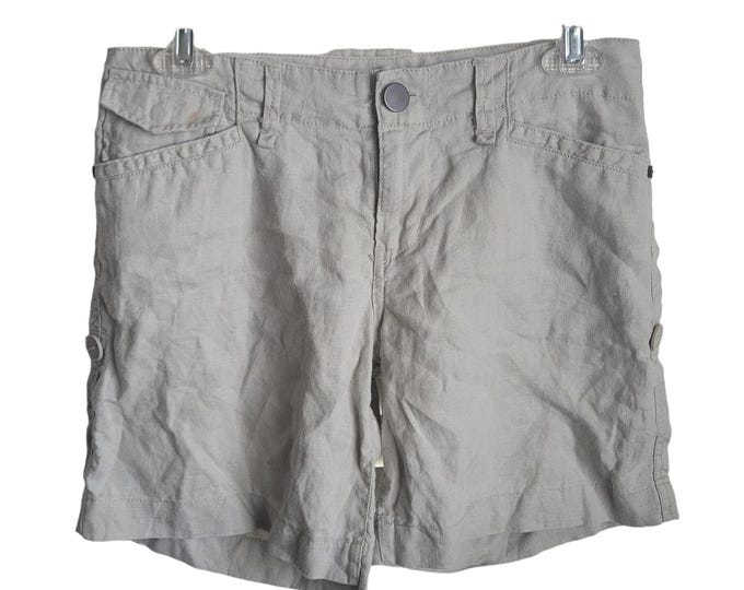 Gianni Bini Linen Shorts Size 23 100% Linen White Colored Good Condition