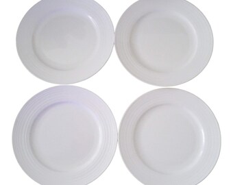 Mikasa Ciera Swirl Bone China Dinner Plates 11” Translucent Ivory Country Set 4