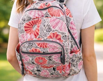 Vera Bradley Campus Backpack Cherry Blossom Floral Quilted Laptop Bag Boho Retro