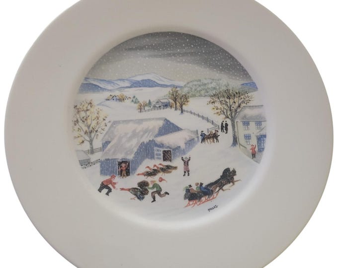 Grandma Moses Dinner Plate Thanksgiving Turkey Atlas China First Edition Vintage