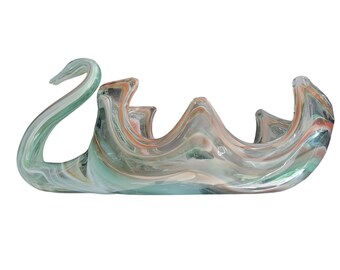 Swan Murano Style Hand Blown Large Statement Centerpiece Vintage Multi Color