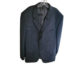 Vtg Evan-Picone Blazer Mens 44 Black Wool Blend 3 Button Classic Professional