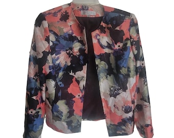 Y2K Kasper Women's Dress Jacket Size 4 Colorful Tropical Workwear Retro Vintage