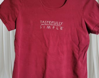 Y2K Gabrielle Rohde Royce Women Size L Rhinestones Tastefully Simple Wine Color