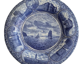 Antique Staffordshire Souvenir Plate – San Francisco by Rowland & Marsellus Mint