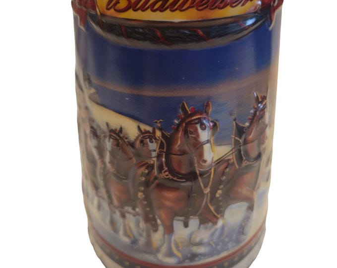 Vintage Beer Mug Budweiser Holiday Steins 2002 Excellent Condition