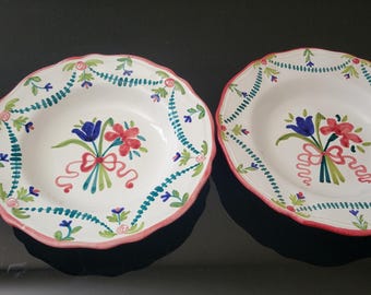 Vintage Sigma Tastesetter LeJardin Floral Bowls Dish 10 Italy Hand Painted Set 2