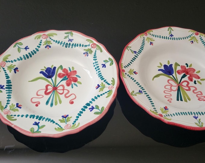 Vintage Sigma Tastesetter LeJardin Floral Bowls Dish 10 Italy Hand Painted Set 2