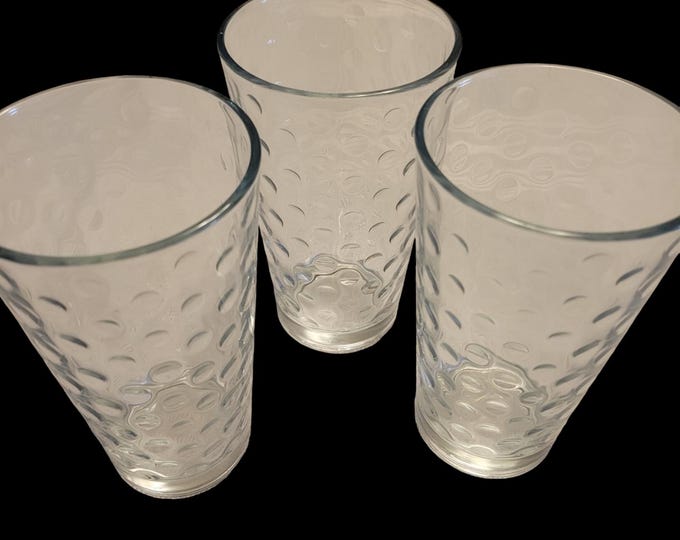 Vintage Libbey Drinking Glasses Set: Bubble Design, 16oz Tall Glasses