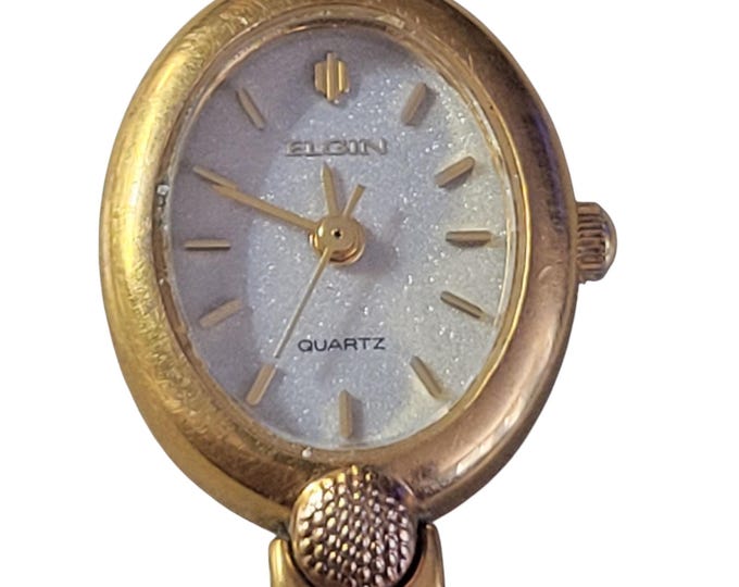 Elgin Women Designer Dress Watch Gold Tone 6 1/2 in Long Bracelet New Battery Japan Movement