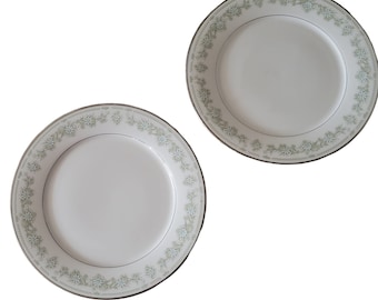 Vintage Noritake Lexine 7007 Dinner Plates - Ivory China with Floral Rim, Set of 2