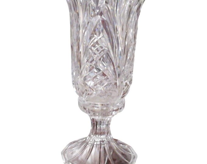 Heavy Cut Crystal Hurricane Candle Holder – Geometric Design, Condition