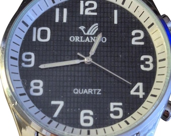Orlando Mens Watch Distinctive Black face white numerals Corp Y2K Classiccore