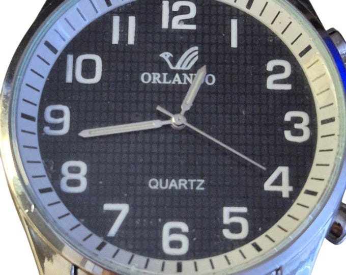 Orlando Mens Watch Distinctive Black face white numerals Corp Y2K Classiccore