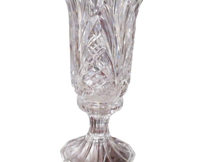Heavy Hurricane Crystal Candle Holder Base Unisex Clear Cut Glass Home  Decor