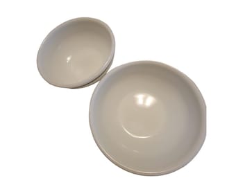Vintage MCM Corning Decor Dinner Ware Bowls White Two Teal Bands Milk Glass 2
