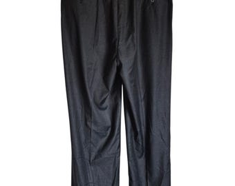 Andre Lanzino Men’s Dress Pants 36L Black 100% Wool Pleated Cuffed Hem Old Money
