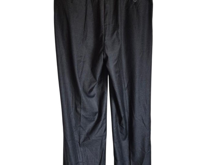 Andre Lanzino Men’s Dress Pants 36L Black 100% Wool Pleated Cuffed Hem Old Money