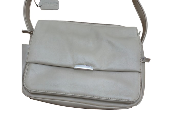 Y2K Worthington Leather Organizer Bag Women Taupe Multi-Pocket NWT Crossbody VTG