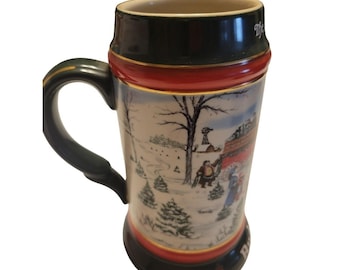 Vintage 1991 Budweiser Holiday Stein – Clydesdales Christmas Scene
