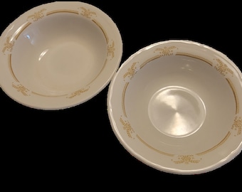 Shenango China USA Bowls Restaurant Ware Heavy White with Golden Band Vintage 2