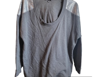 Victoria Secret Supermodel Essentials Grey Shirt Size L Sequence Shoulders Soft