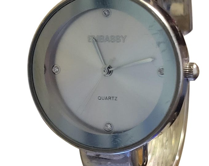 Embassy Ladies Cuff Watch Silver toned throughout Classic Minimalist Elegant