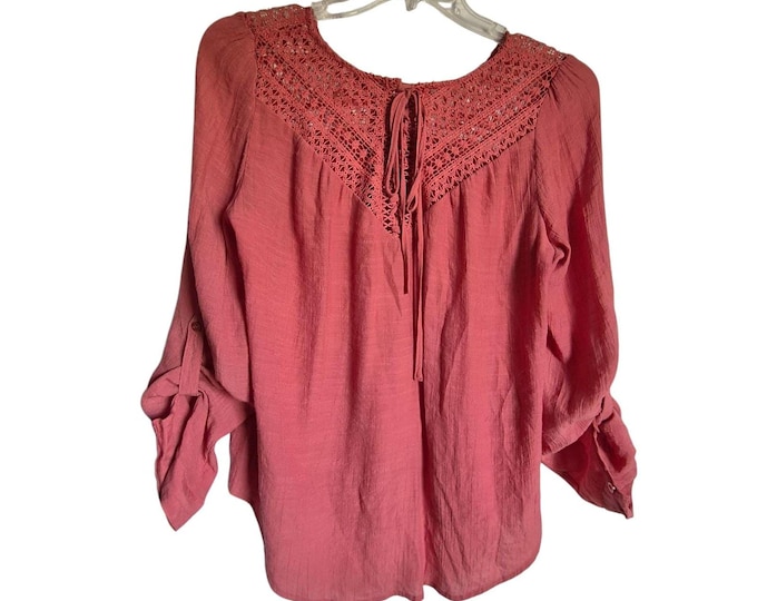 Sweet Wanderer Ladies Top Size Large BOHO Cottage Peasant Country Gauzy Whimsy