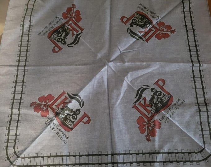 Retro Hawaiian Railroad Vibes: Vintage Bandana Scarf from Maui's 70s Era