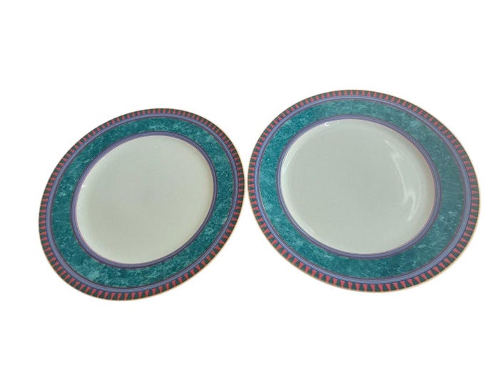 Mikasa Vintage California La Scala Geometric Dinner Plates Set of Two Porcelain