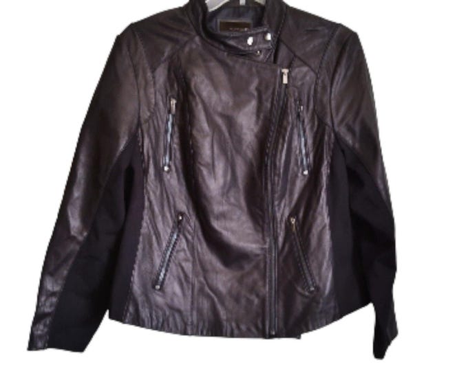 Wilson Leather Moto Jacket, Women's 2X, Black Zip Up Biker Coat