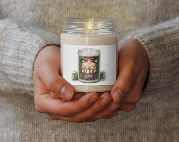Christmas Warmth Soy Candle 9oz Natural Wax Cozy Holiday Scent Gift-Ready