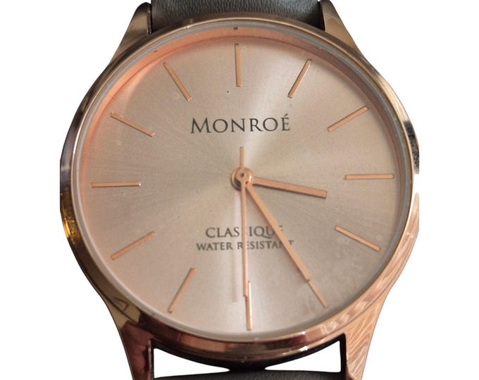 Monroe Ladies Mens Watch Classique Quartz Rose Gold Face Classic Minimal Style