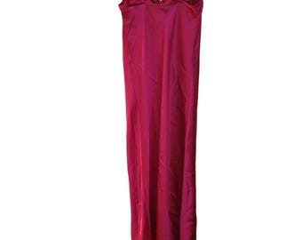 Bebe Sexy Sleeveless Square Neck Satin Slip Dress Magenta X Small Baby Doll Y2K