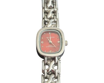 Vellaccio Womens Watch Purple Dial Metal Band Crystal Hour Markers Avant Garde