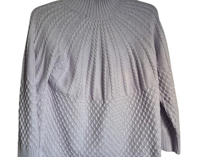 Rafaella Women’s Sweater L Off White Cable Knit Y2K Cowl Neck, Heavyweight Cozy