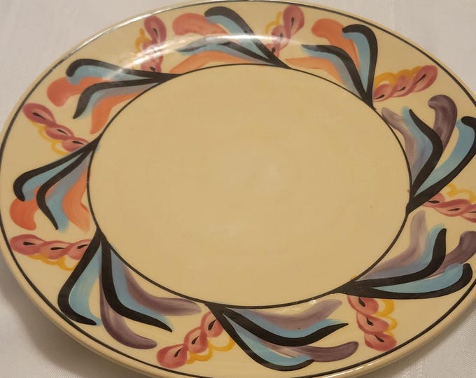 Gail Pittman Decorative Dinner Plate Abstract Trim Vintage 1988 Colorful