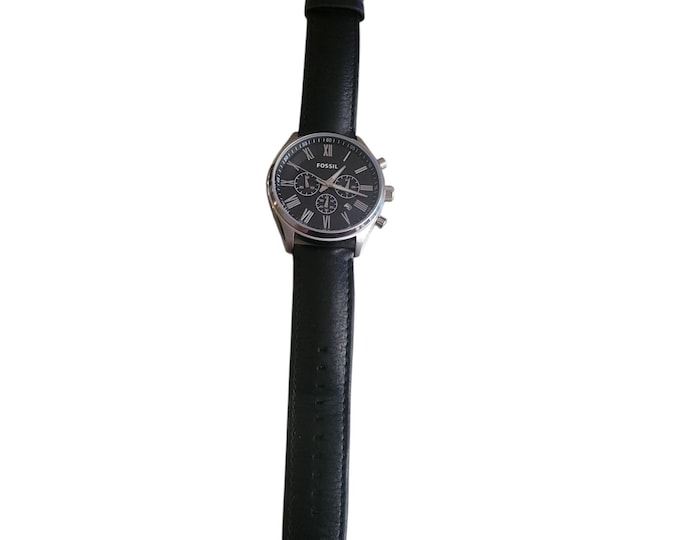 Fossil Men Chronograph Date Watch – Black Dial – Unusual Hands – New Battery