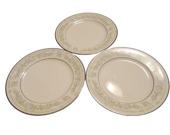 Noritake Ivory China Pattern Lexine 7007 Set of Three Dessert/Bread Vintage