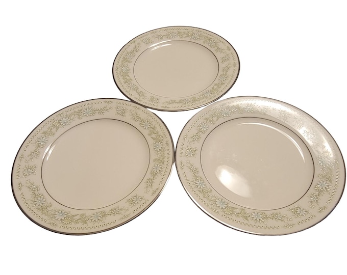 Noritake Ivory China Pattern Lexine 7007 Set of Three Dessert/Bread Vintage