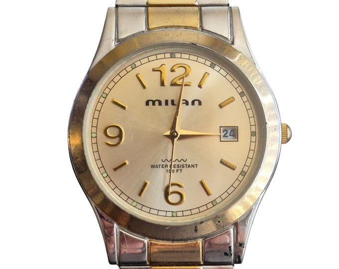 Man's Milan Watch new battery Date function stretch band Elegant Japan Movement