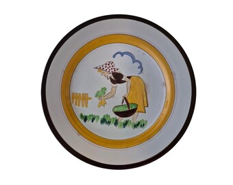 Vintage Stangl Pottery Dinner Plate: 1942 Country Life, Yellow & Brown Design