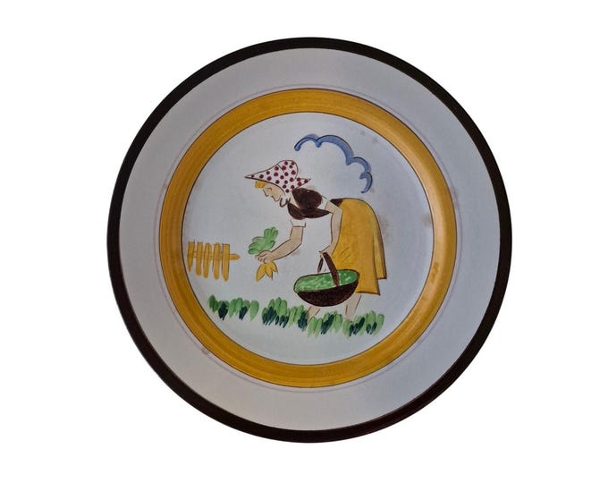 Vintage Stangl Pottery Dinner Plate: 1942 Country Life, Yellow & Brown Design