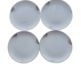 Vintage Hayasi Kutani Fine China Hand Painted Wheat Platinum Bread Plate