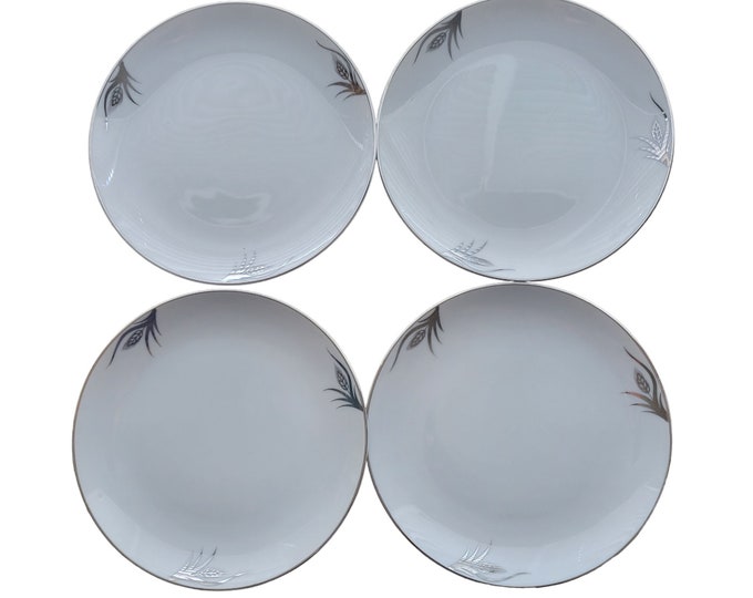 Vintage Hayasi Kutani Fine China Hand Painted Wheat Platinum Bread Plate