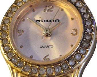 Milan Women's Cocktail Watch - 22mm Round Dial with Crystals & Adjustable Metal Band Y2K Whimsy