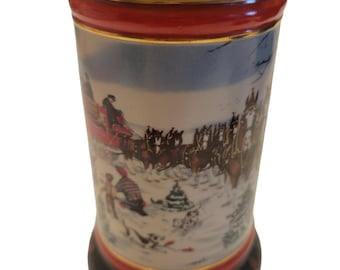 Vintage Beer Mug Budweiser Holiday Stein 1991 “The Season’s Best” – Clydesdales – Great Condition