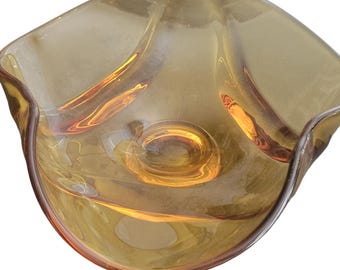 Vintage MCM Viking Art Glass Bowl: 1969 Epic Drape Centerpiece